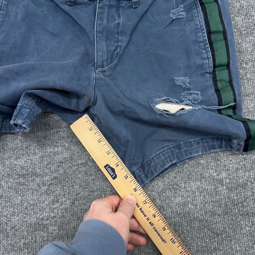 Abercrombie & Fitch Shorts Men 29 Navy Shuttle Tape Side Stripe Chino Distressed - Picture 8 of 10